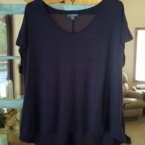 Cap sleeve, high low eggplant color top